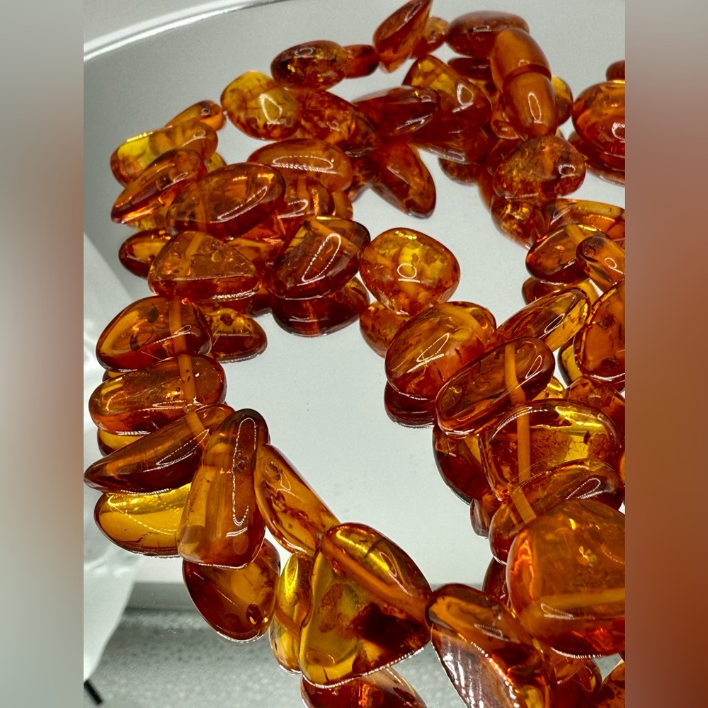 Genuine Baltic Amber Necklace with Amber Screw Clasp 24" Long - Picture 15 of 17